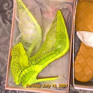 Mesh Neon High Heels Pointed Toe